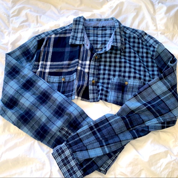 Urban Outfitters Tops - NWOT Urban Renewal Recycled Flannel Crop Blue